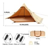 KingCamp Torino Hot Tent with Stove Jack Wind-Proof Warm Winter Canvas Tent for Cold Weather Camping Teepee Hot Tent with Snow Skirt for Solo Winter Camping Hiking Hunting Luxury Camping Tipi Tent