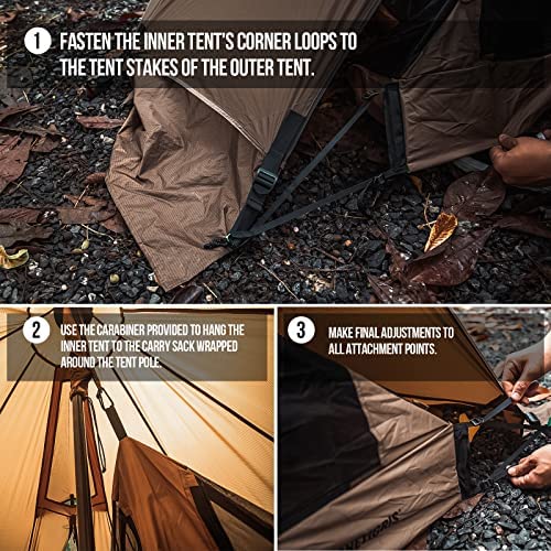 OneTigris Rock Fortress Hot Tent with Stove Jack Bushcraft Shelter, 4~6  Person, 4 Season Tipi Tent for Family Camping Hunting Fishing Waterproof  Wind-Proof.