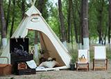 Dream House Three-Season Cotton Canvas Camping Pyramid Tent for 2~3 Person