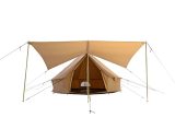 WHITEDUCK Awning for Premium 100% Cotton Canvas Bell Tent in Beige & White Color, Complete Canopy with Poles for All Season Camping and Glamping (10', Regatta Bell Tent)