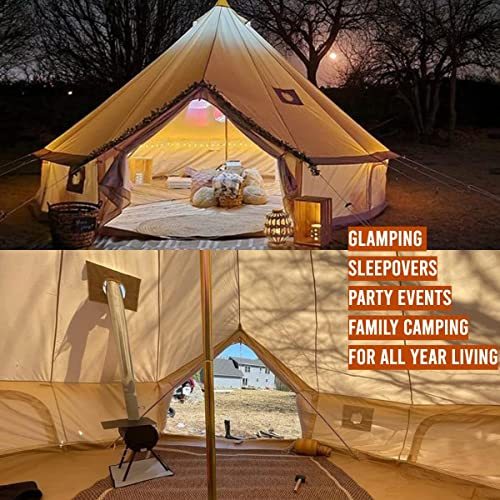 DANCHEL OUTDOOR 4 Season Canvas Yurt Tent with 2 Stove Jacks for Glamping,  Cotton Bell Tent