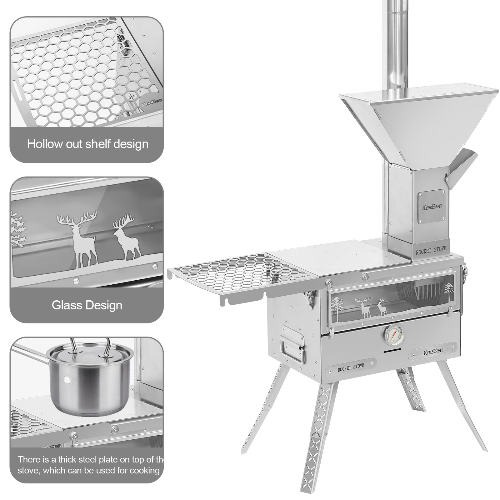 Hopper Extension For GREEN STOVE Hori 5 - Increases Pellet Fuel Capacity By 50% For Longer Burn Time