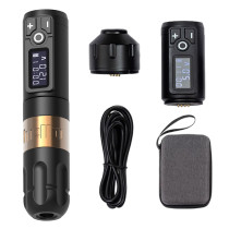 Hello Wireless Tattoo Machine Pen with Extra Battery Digital LED Display Portable Bag Set Supply - Gold