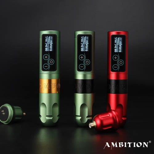 Ambition Vibe Wireless Touch Screen Display Tattoo Machine Pen With Spare 2400mAh Battery Set Supply