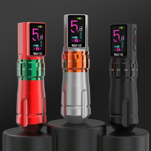 Newest ROKYO Wireless Tattoo Pen Machine With Adjustable 2.4-4.2mm Stroke 2000mAh Rechargeable Battery