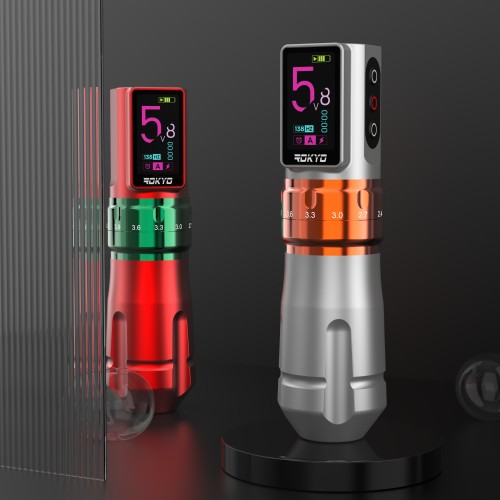 Newest ROKYO Wireless Tattoo Pen Machine With Adjustable 2.4-4.2mm Stroke 2000mAh Rechargeable Battery