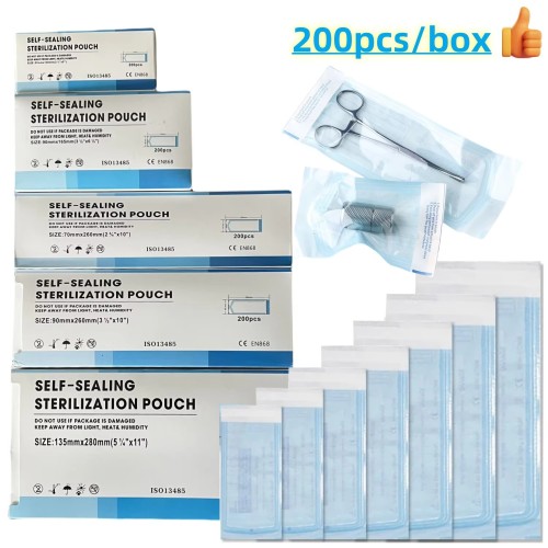 200pcs Manicure Sterilization Bags: Made of Medical-Grade CPP/PET Film, Suitable for Dentistry and Nail Care