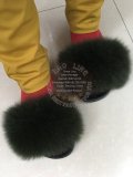 BLFSAG Army Green Fox Fur Slippers