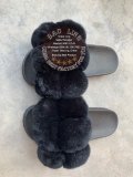 BLFPB Black Fox Fur Ball Pompom Slides Slippers
