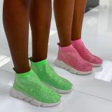 BLCSLG Crystal Sneakers Lime Green Shoes Rhinestones