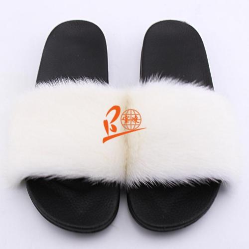 BLMW White Mink Fur Slippers