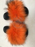 BLRBR Biggest Orange Raccoon Fur Slippers