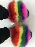 BLFRC Rainbow Colorful Fox Fur Slippers Slides
