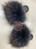 BLRBBO Biggest Blue Orange Tip Raccoon Fur Slippers