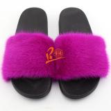 BLMF Fuscia Hot Pink Mink Fur Slides