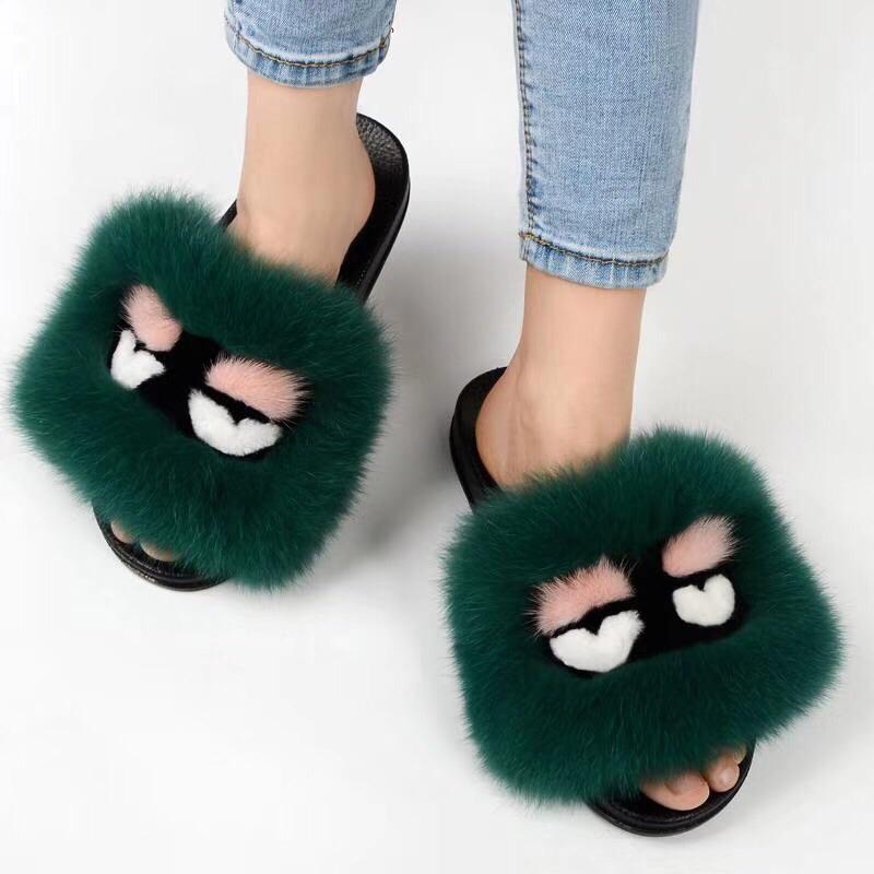 fox fur slides
