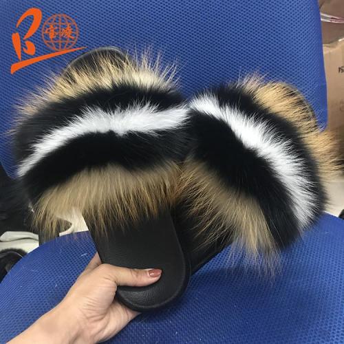 BLFFDC Different Color Fox Fur Slippers