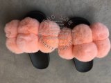 BLFFSRP Rubber Pink Fur Balls Pompom Rex Rabbit Fur Slippers