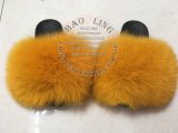 BLFBGY Ginger Yellow Biggest Fox Fur Slides