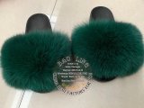 BLFSDG One Set Deep Green Biggest Fox Fur Slides and Fanny Packs