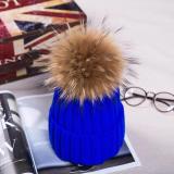 BLRFH01 Raccoon Fur Knitted Winter Hats