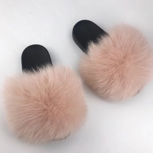 BLFBDP Biggest Dark Pink Fur Fox Fur Slippers