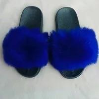 BLFAUXB Blue Faux Fur Slides Slippers
