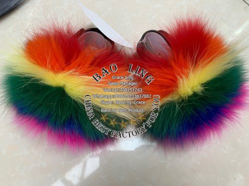 BLBR Super Cute Baby Rainbow Colorful Fur Slides Slippers