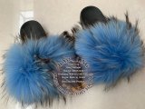 BLRBHB Biggest Heaven Blue Raccoon Fur Slippers