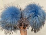 BLRBHB Biggest Heaven Blue Raccoon Fur Slippers