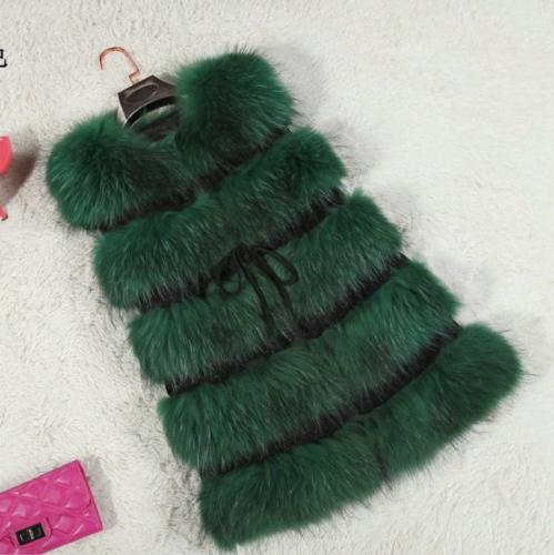 BLFFV06 Autumn Winter Fashion Faux Raccoon Fur Vest
