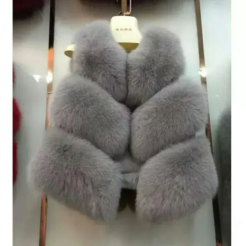 BLRFV03 Fashion Strips Real Fox Fur Vest
