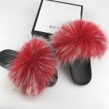 BLTRR01 Red Raccoon Fur Slides Slippers