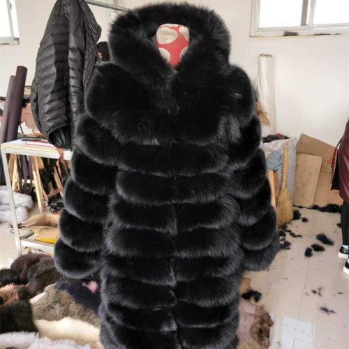 BLRFC02 High Quality Winter Real Fox Fur Woman Coats With Hoodie