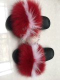 BLFRRWR Red White Red Fox Raccoon Fur Slippers