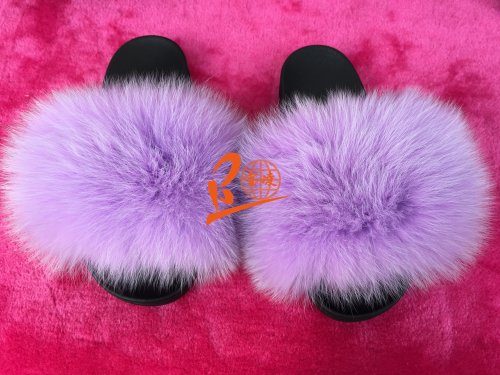 BLSCF03 Light Purple Fox Fur Slippers