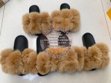 BLFPC Camel Fur Ball Pompom Fox Fur Slippers
