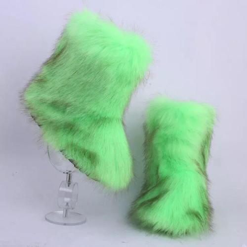 BLFFBG Hot Sale Green Boot Faux Fur Boots