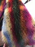 BLRC Rainbow Multiple Color Splat Colorful Raccoon Fur Slippers