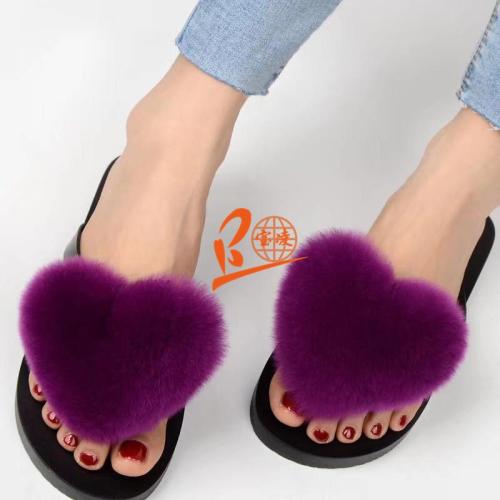 BLFFDC Flip Flop Different Color Fox Fur Slippers