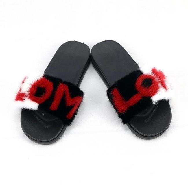 BLMLOM Customized LOM Mink Fur Slides Slippers
