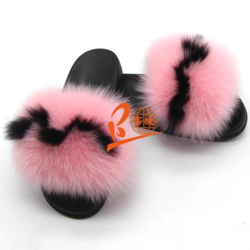 BLFNDDC New Design Different Color Fox Fur Slippers