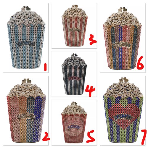 CDB03 Popcorn bags Crystal Dinner evening party clutch with chains