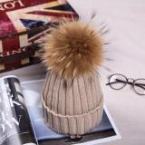 BLRFH01 Raccoon Fur Knitted Winter Hats