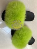 BLFLG Lime Green Fox Fur Slippers Slides