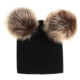BLFH Baby Two Faux Fur Pompom Hats