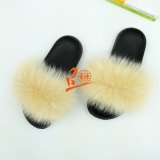 BLFSDC Solid Different Color Fox Fur Slippers