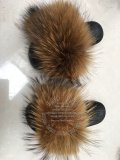 BLRNDY Dye Yellow Raccoon Fur Slippers Slides Sandals