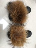 BLRNDY Dye Yellow Raccoon Fur Slippers Slides Sandals