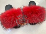 BLRBR Biggest Red Raccoon Fur Slippers Slides